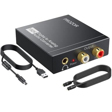 PROZOR 192Khz DAC Convertitore Audio Digitale ad Analogico con Cavo Ottico Adattatore Digitale SPDIF Toslink Coassiale ad Analogico Stereo Audio L/R per PS3 PS4 HD DVD Blu-ray Sky HD Home Cinema