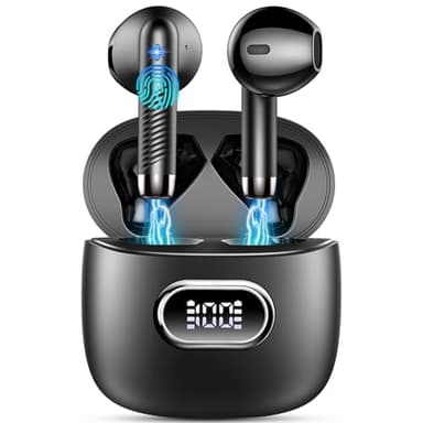 Cuffie Bluetooth 5.4, 2025 Auricolari Bluetooth 3D Stereo Cuffie Wireless In Ear con 4 ENC Mic, 42Ore Cuffie Senza Fili Cancellazione Rumore Cuffiette Sport IP7 Impermeabili Headphones per iOS/Android