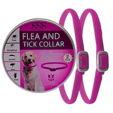 SALLYSS Collare Antiparassitario per Cani – 2 Pezzi – Protezione Naturale con Citronella e Menta – Efficacia fino a 8 Mesi – Impermeabile, Regolabile, Formula Sicura (Pink)