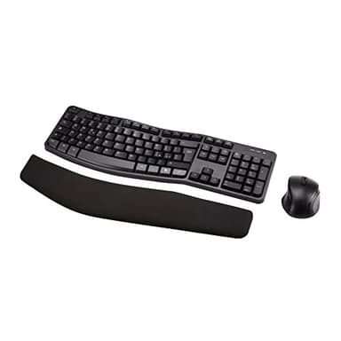 Amazon Basics Set mouse e tastiera wireless ergonomici, Nero, IT Layout