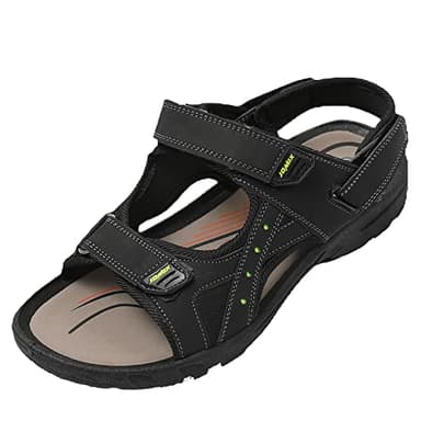 JOMIX Sandali Uomo Estivi Sportivi Aperti Trekking Mare Spiaggia in Eco-Pelle Cuoio Gomma SU8048 (Nero, 45)
