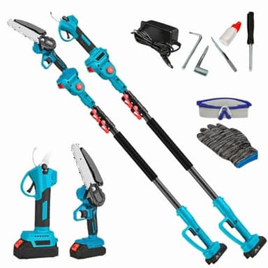 Kit Potatura Elettrico 3 in 1 con Asta Telescopica 2,5M, Forbici, Motosega 6”, 2 Batterie, Attrezzi Giardinaggio,Cesoia,troncarami,Rami, Alberi, Giardino, Vigneti, Orti DEALIX