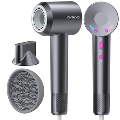 DMTIVMG Asciugacapelli Ionico 1600W Phon Capelli Professionale 500 Milioni Ioni Negativi 50 dB 12 Modalità 4 Temperature 3 Velocità del Vento 160000 RPM Motore Senza Spazzole 2 Accessori Magnetici
