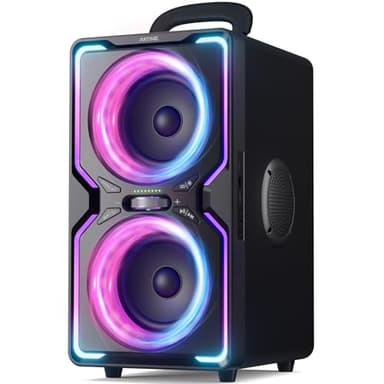 AKONE Cassa Bluetooth Potente Portatile: 240W Altoparlante Party Wireless Bluetooth Speaker, Super Natural Bass,15Hr Playtime,TWS, Luci LED Fantastiche per Feste, Campeggio, Spiaggia, Cortile