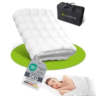 Juskys Coperta ponderata 135x200 – Anti-stress terapeutica con perle di vetro – cotone e microfibra – per adulti con disturbi del sonno – 5 kg