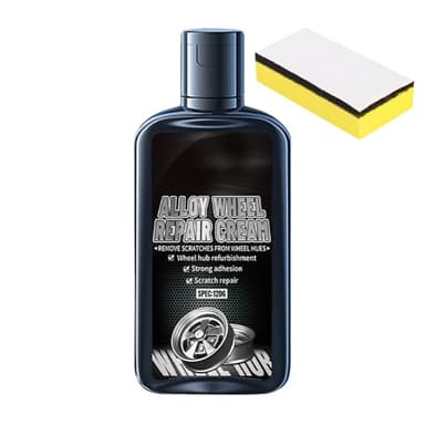 Kit di riparazione graffi ruote 120g crema in alluminio | rimozione graffi mozzi in acciaio con spugna strumento, efficiente per cerchioni auto, lucidatura cerchi in lega