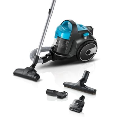 Bosch BGS05X240 Aspirapolvere a Traino Senza Sacco con Filtro Igienico PureAir, Design Compatto, Potente, Turchese