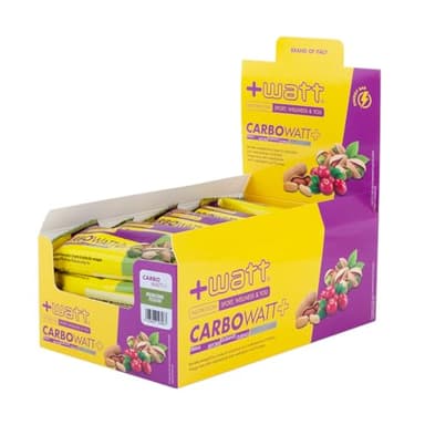 Carbowatt+ Barretta Energetica a Base di Carboidrati con Maltodestrine e Fruttosio - Barretta ad Azione Pro-energetica per il Breve e Lungo Termine - Gusto Pistacchio - Box 20 pezzi 40g
