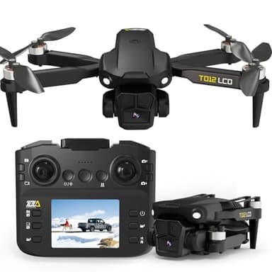 Toladrone TD12LCD Drone con Fotocamera, Trasmissione su Schermo LCD, Motore Brushless, Posizionamento Ottico, Quadricottero RC Pieghevole per Principianti Adulti, Peso Inferiore a 249g