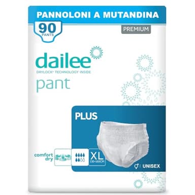Dailee Pants Plus XL - 90x Pannoloni per Anziani a Mutandina - 6 Confezioni da 15 Pannoloni per Adulti Mutanda - Pants Incontinenza Donna e Uomo - Formato Scorta