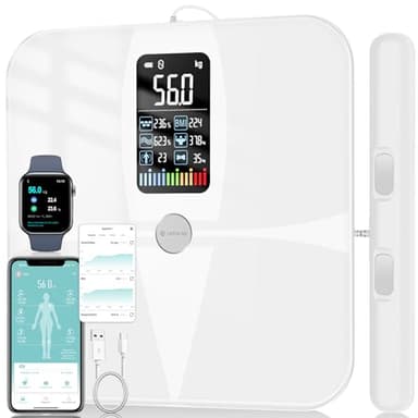 Bilancia Pesapersone Digitale 8 Sensori, Bilancia Impedenziometrica con Manubrio Lepulse P1, Smart Bilancia Massa Magra e Grassa 20 Indici, Bilancia Impedenziometrica Professionale con App