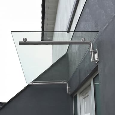 Tettoia in vetro per portico, protezione dalla pioggia, patio, cortile, giardino, copertura porta, pulizia casa, staffe in acciaio inox satinato, 1200 x 800 mm