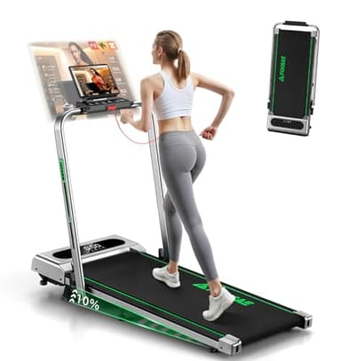FOUSAE Tapis Roulant Pieghevole, Inclinazione del 10%,Tapis Roulant 5 in 1 per la casa con,10 km/h, Display LED a Schermo Intero, Motore Brushless da 2,75 HP, 150 kg, 12 HIIT e Telecomando Magnetico.