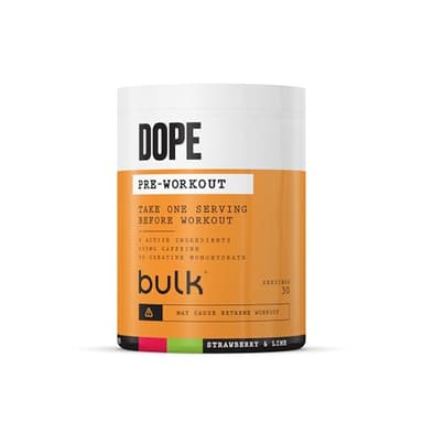 Bulk Polvere Pre-Workout Dope | Strawberry Lime | 3g Creatine per Serving | 200mg Caffeine | Citrulline Malate & Arginine AKG | Beta-Alanine | Energy, Focus & Performance | 510g Supplement