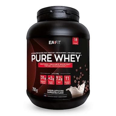 Eafit Proteine in Polvere del Siero del Latte, Pure Whey, 750g, Gusto Cappuccino, Aminoacidi ed Enzimi Digestivi, Proteine Massa Muscolare Crescita, Assimilazione Rapida