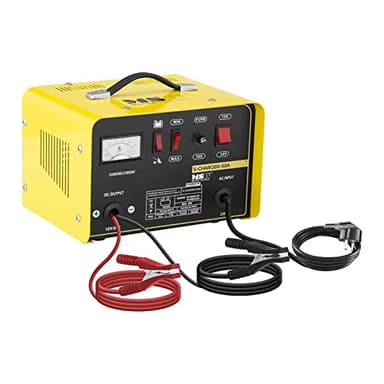 MSW S-CHARGER-50A Avviatore di Emergenza per Auto Caricabatterie Mantenitore di Carica (12/24V, A 20-300 Ah, 230 V, 1,7 kW,Display analogico, per batterie al Piombo Acido, Grigio)