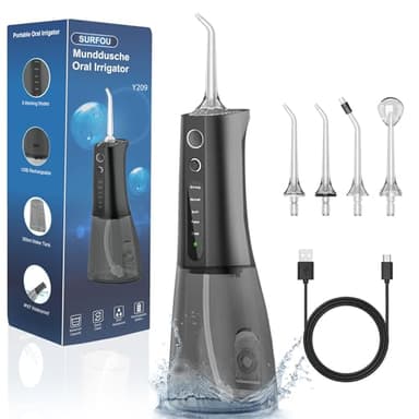 SURFOU Idropulsore Dentale Portatile Idrogetto per Pulizia Denti Professionale, Elettrico Oral Water Flosser Irrigatore Orale Doccia con Acqua Pulitore Getto, Idropulsore da Viaggio Idropulitore