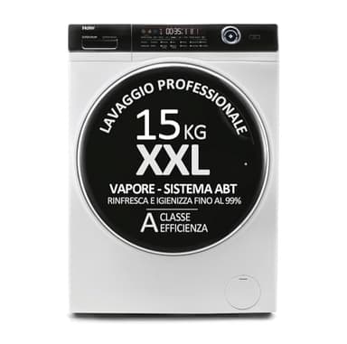 Haier I-Pro Series 7 Plus HW150-BP14986E Lavatrice, 15 kg. 1400 Giri, Motore Inverter BPM, Cestello XXL Illuminato, Classe A, AxLxP (Cm) 98x70x63, Bianco