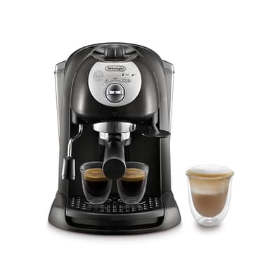 De'Longhi EC201.CD.B Macchina manuale da Caffè Espresso e Cappuccino, Caffè in Polvere o in Cialde E.S.E., Montalatte classico per Cappuccini, Serbatoio Estraibile da 1.1 L, Caldaia acciaio inox