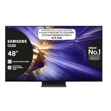 Samsung Smart TV 48'' QE48S94FAEXZT OLED 4K, NQ4 AI Gen3 Processor, 4K AI Upscaling Pro, Motion Xcelerator 144Hz, Dolby Atmos & OTS Lite, LaserSlim Design, 2025