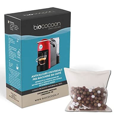 biococoon ZERO CALCARE - decalcificante naturale per macchine da caffè - universale - impedisce la formazione di batteri ed elimina il cloro - 30gr- durata 1 anno