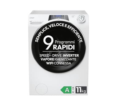 Candy RapidÓ PRO RP 4116BWMBC/1-S Lavatrice Caricamento Frontale 11 kg 1400 Giri/min Bianco, 15+1 programmi, Controllo remoto avanzato e contenuti extra (Wi-Fi + BLE), L x P x A (cm) 60x62x85
