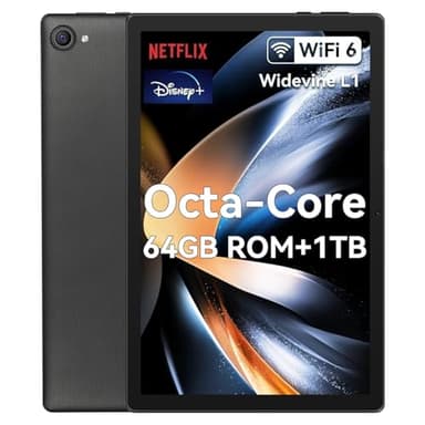 Whitedeer Tablet 10 pollici Android 14 Octa-Core, Face ID, OTG, 8GB+64GB+1TB Espansione, 1280 * 800 IPS, Split-Screen, WiFi 6, BT5.3, Doppia Fotocamera 5MP+8MP, 5000mAh, Widevine L1 (Nero)