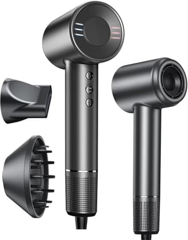 Bopcal Phon Capelli Professionale con Diffusore - 160000 giri/min ad Alta Velocità per Riccioli Secchi, Asciugacapelli con 500 Milioni di Ionico