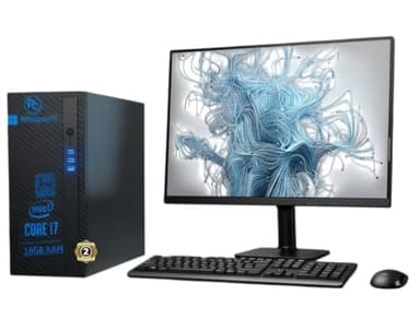 Postazione Completa, PC Fisso Desktop con Monitor 24", Intel Core i7, 16GB RAM, SSD 500GB, Windows 11 Pro, Office 2019, Tastiera Mouse e penna wifi omaggio, per casa, ufficio, lavoro