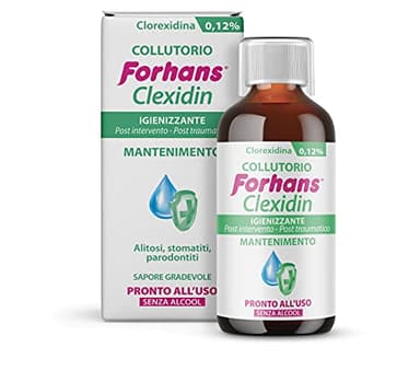 Forhans Clorexidina, Collutorio Clexidin 0,12%, Antisettico, Azione di Mantenimento per Infiammazioni o Infezioni del Cavo Orale Post Intervento, Senza Alcol, Sapore Gradevole, 200 ml