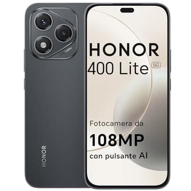 HONOR 400 Lite Smartphone 5G Dual SIM NFC, 8GB RAM 256GB Memoria, 108MP con pulsante AI telefono Android 15, 6.7 pollici AMOLED Eye-Care Display, 5230 mAh,IP64&SGS, Velvet Black [Versione italiana]