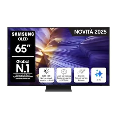 Samsung OLED 4KVision AI Smart TV 65'' QE65S94FATXZT, NQ4 AI Gen3 Processor, 4K AI Upscaling Pro, Motion Xcelerator 144Hz, Dolby Atmos & OTS Lite, LaserSlim Design, 2025