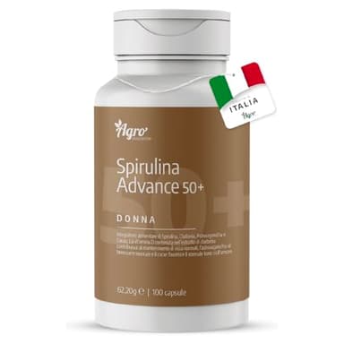 AGROINIZIATIVE ADVANCE DONNA 50 + Alga Spirulina Bio con Ashwagandha Astaxantina Vitamina D3 Integratore Ideale per Contrastare i Disturbi Della Menopausa e Dell'invecchiamento PRODOTTO IN ITALIA