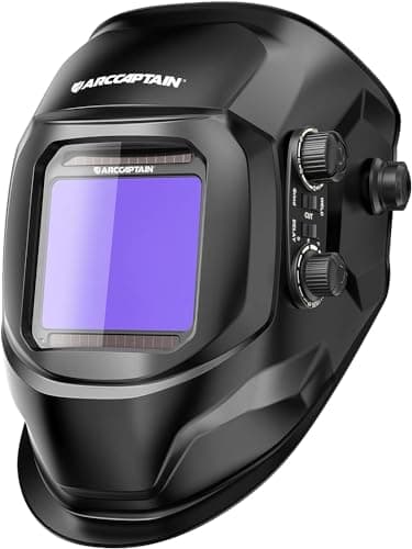 ARCCAPTAIN Maschera Saldatura Autoscurante, 100 x 93 mm, Con Ampio Campo Visivo, Real Colour Completamente Automatico, con Casco per Saldatura, Colore Vero, Ombra Larga 4/9-13 per MIG, TIG, ARC