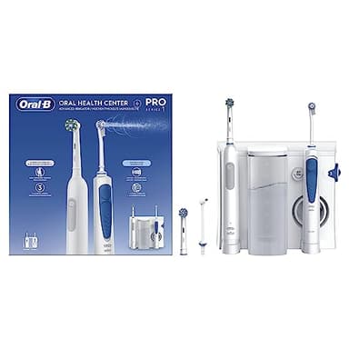Oral-B Idropulsore con Spazzolino Elettrico Ricaricabile Pro Series 1, 1 Beccuccio Oxyjet, 1 Beccuccio Waterjet, 2 Testine Di Ricambio. 1 Idropulsore + 1 Spazzolino