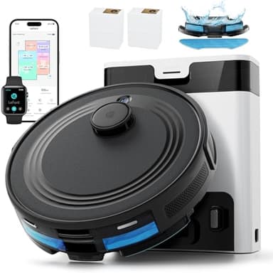 LEFANT M2 Pro Robot Aspirapolvere e Lavelli, 6000Pa Aspirazione, 140min Autonomia, Autovescamento 60 Giorni, Navigazione dToF, Ostacoli 190° PSD, Mappatura multilivello, Animali domestici, Nero