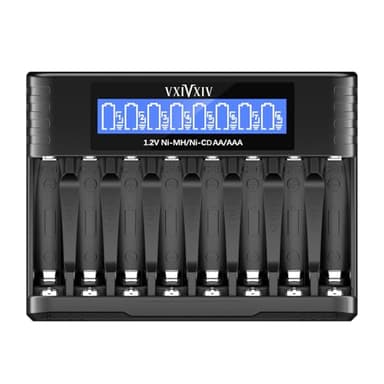 VXIVXIV Ni-MH AAA AA Caricabatteria, 8 Slot Ni-MH Caricabatteria Ni-MH AA Caricabatteria AAA Caricabatteria per 1.2V Ni-MH Ni-CD AA AAA Batteria