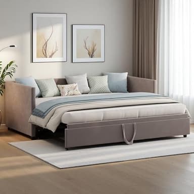 YGHQAP Divano Letto Estraibile 90/180 x 200 cm, Divano Letto Matrimoniale con rete a doghe, Lettos imbottito 2 posti Multifunzione, letto Allungabile in velluto, senza materasso