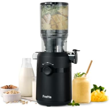 Fretta Estrattore frutta e verdura, apertura 108MM e capacità di 1L estrattore di succo, 200W centrifuga Lenta, 99% nutrienti preservati, senza BPA, facile da smontare e pulire