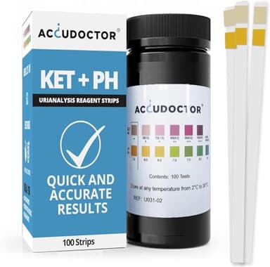 Accudoctor 100 Strisce Chetosi Urine + Ph stick chetosi urine strisce per chetosi test chetosi test chetosi dieta chetogenica stick per chetosi misurare chetosi strisce ph urine ph test strips