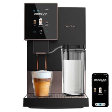 Cecotec Macchina da Caffè Espresso Manuale e Cappuccino Cremmaet Compactccino Connected Black Rose. 30 Varietà, Serbatoio latte 400ml, Serbatoio dell'acqua da 1,1L, Schermo TFT, 19 Bar, Thermoblock