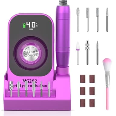 Fresa per Unghie Professionale 40000 giri/min -Manicure Pedicure Elettrico con 7 Punte, Set Lima Elettrica per Unghie, Fresa Unghie Uso Domestico e Professionale, Nail Drill (Rosa)