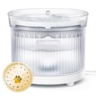 Homerunpet Fontanella per Gatti con Ultra Silenziosa Pompa Senza Fili, Facile da Pulire Fontana per Gatti, Senza BPA con Filtro a Carboni Attivi, 2L