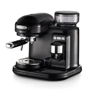 Ariete 1318 Macchina da Caffè Espresso Moderna, Macinacaffè Integrato, per Caffè in Grani e in Polvere, Cappuccinatore Montalatte, Filtro, 1080W, Nero