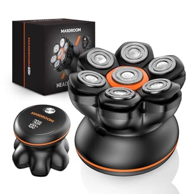 MAXGROOM 7D Rasoio Testa Calva Zero Assoluto 2 Velocità 7000&6600 Giri/Min, Rasoio Elettrico Capelli Uomo Rasa Capelli 0 mm, Shaver Capelli, Impermeabile Cordless con Display LED