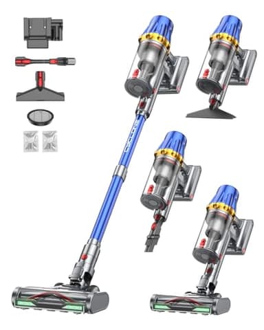 Huhuba H9 Aspirapolvere Senza Fili Potente 58000Pa/650W/80Min, Scopa Elettrica Senza Filo con Display Touch LED, Autoportante Anti-Groviglio per Peli Animali, Moquette e Pavimenti Duri, Blu