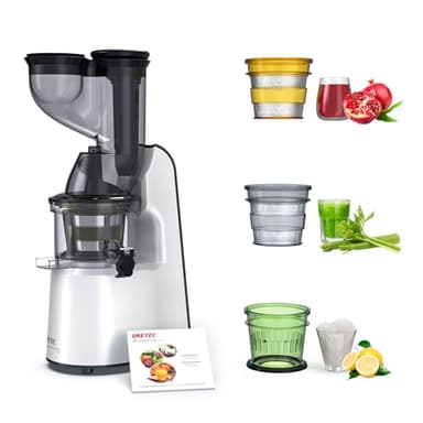 Imetec Succovivo Pro 2000, Estrattore di Succo, Spremitura a Freddo 48 Giri/Min, 100% Vitamine, Filtro per Succhi, Filtro Succhi con Fibre, Cestello per Sorbetti, Ricettario