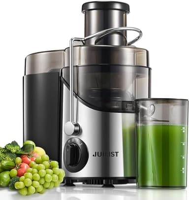 JUILIST Centrifuga Frutta e Verdura, 400W Estrattore di Succo a Freddo con 65 MM Bocca Larga, 3 Velocità, Acciaio Inox, Piedi Antiscivolo, Includi Spazzola, Facile Pulizia, Senza BPA (argento)