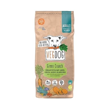 VEGDOG Green Crunch Crocchette Ipoallergeniche (5 kg) | Cani Adulti | Senza Glutine, Cereali e Soia | Alimento Completo con Proteine di Piselli