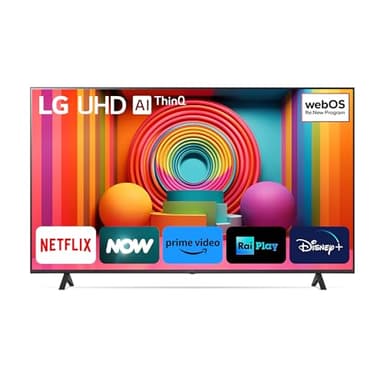 LG UHD 65'', Serie UR75, Smart TV 4K, 65UR75006LK, Processore α5 Gen6, HDR10 Pro, Filmmaker Mode, Game Optimizer, Wi-Fi, webOS 23, Alexa, Sports Portal, 3 HDMI, 2 USB